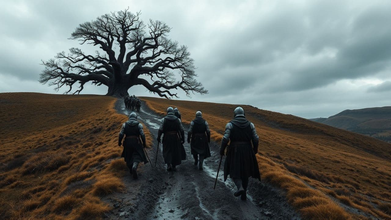 Vienišas ąžuolas ant kalno