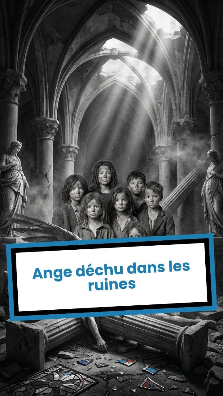 Ange déchu dans les ruines