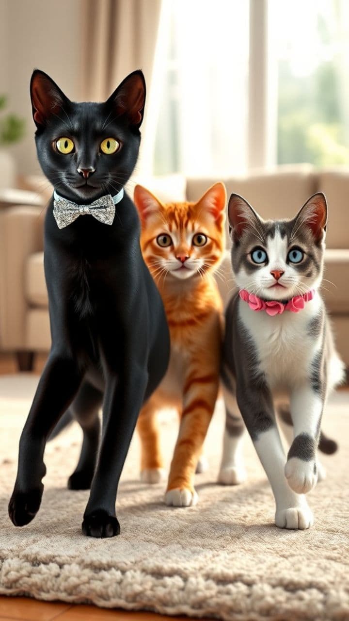 Dancing Feline Family
