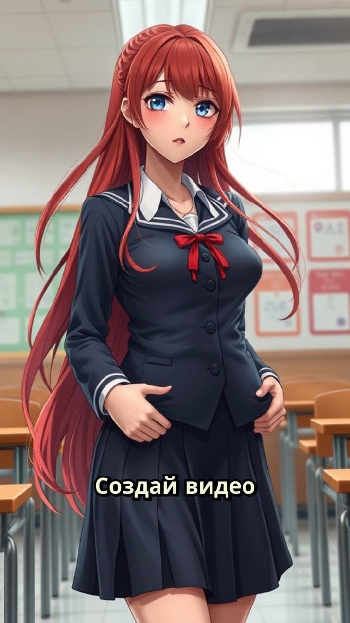 Девочка из аниме надувается заклинанием