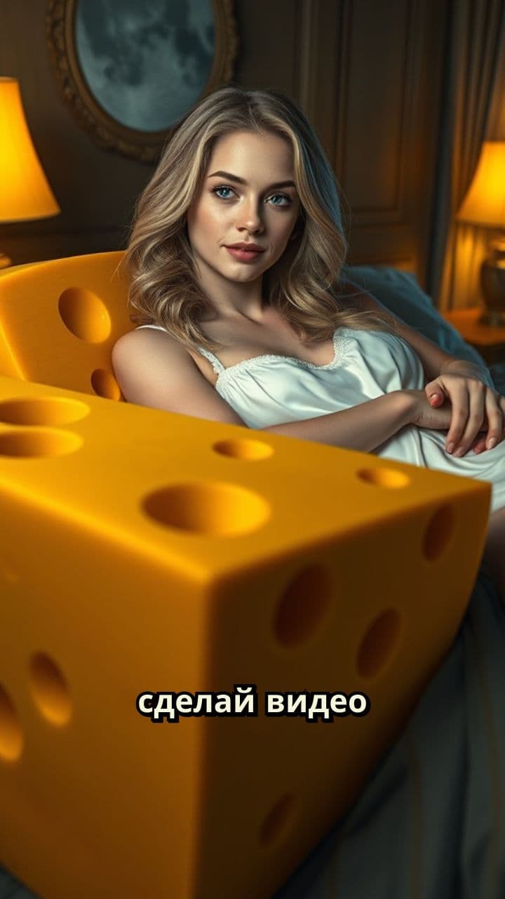 Девушка ложится в сырную кровать