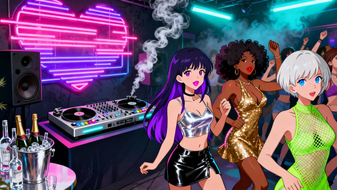 Club ViBe Neon Nightclub Scene