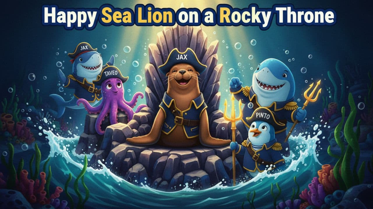 Happy Sea Lion on a Rocky Throne