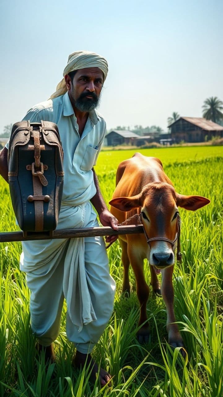 Indian Farmer Plowing