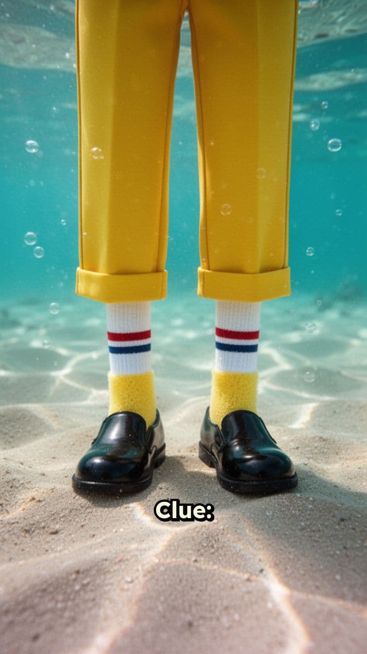 Bright Yellow Square Pants Foot Clue