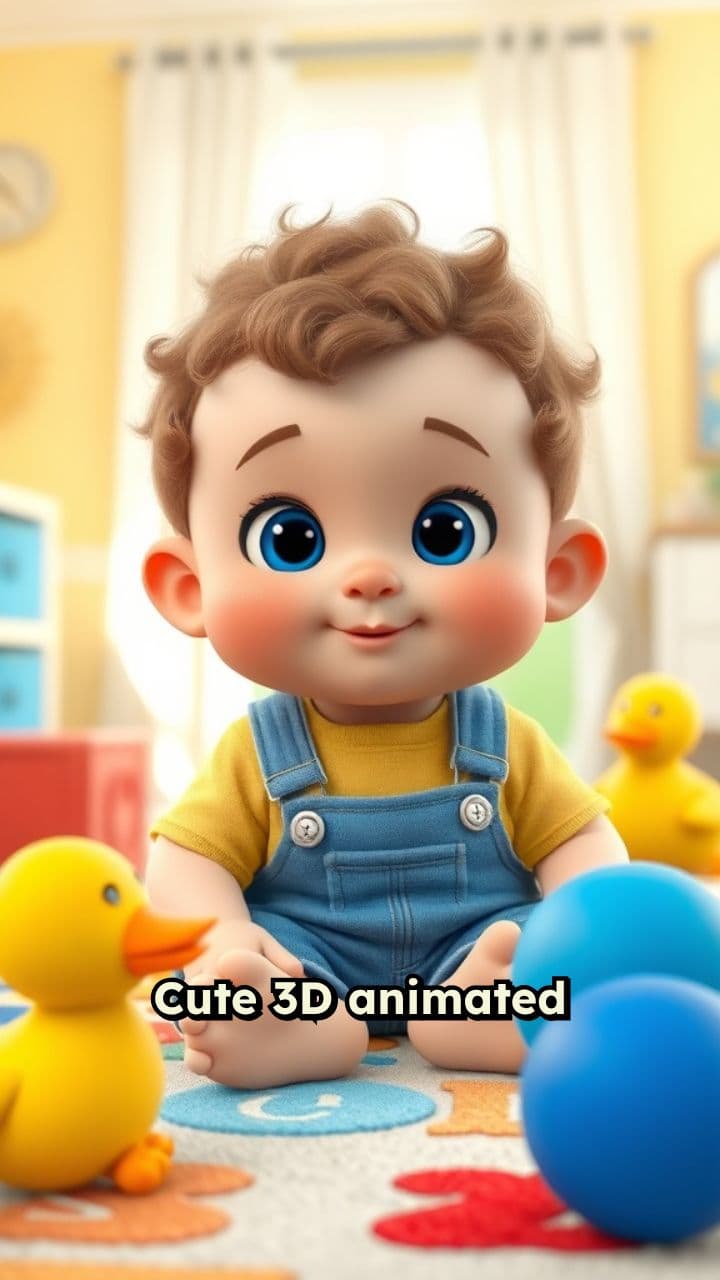 Colorful Toddler Adventure in 3D Animation