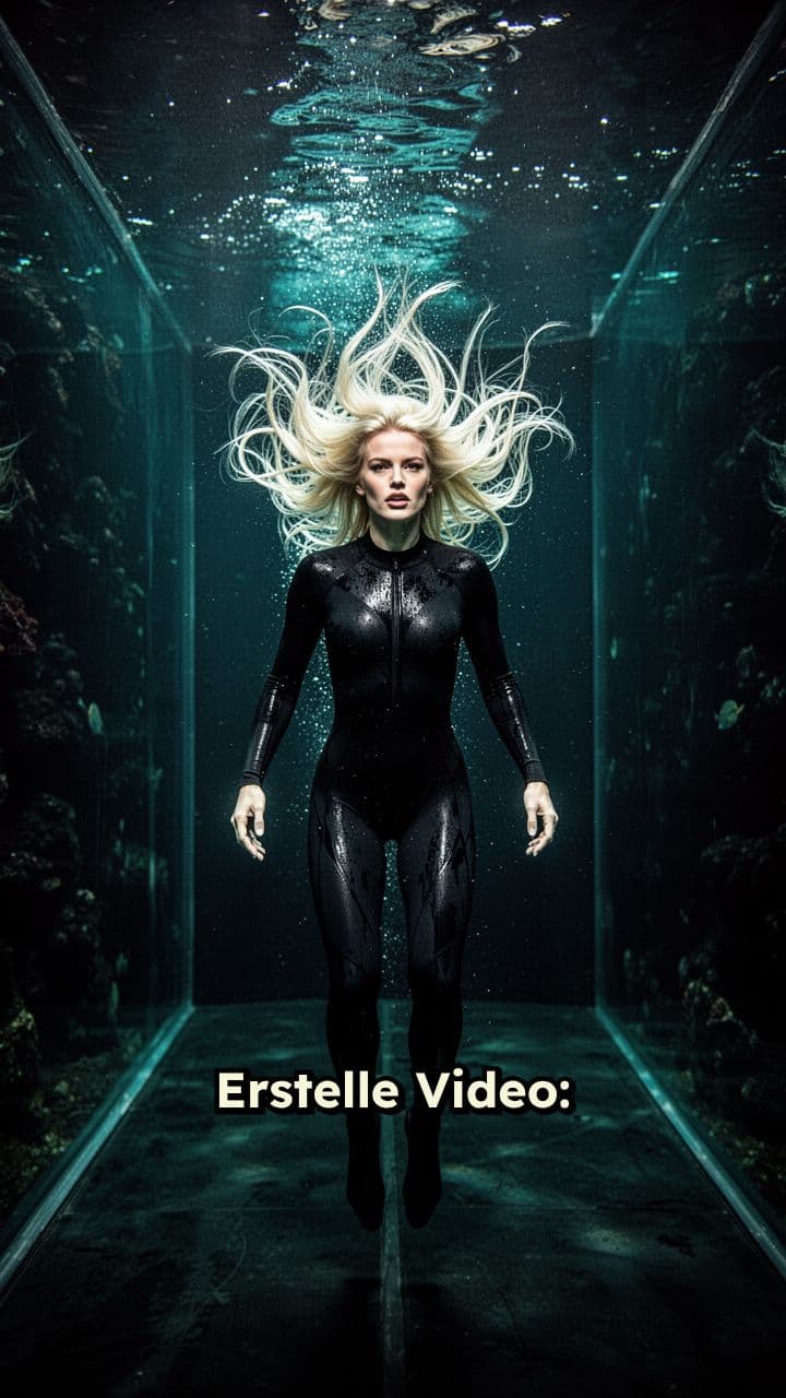 Unterwasser-Kampf im dunklen Aquarium