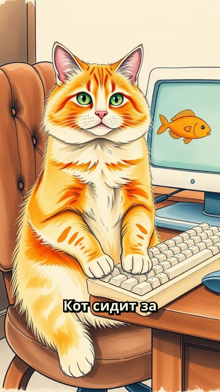 Кот за компьютером