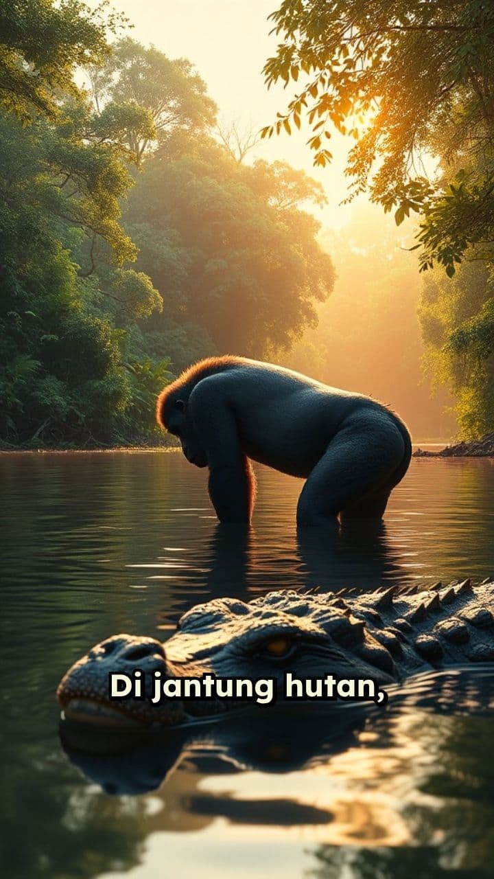 Pertarungan Epik: Gorilla Melawan Buaya
