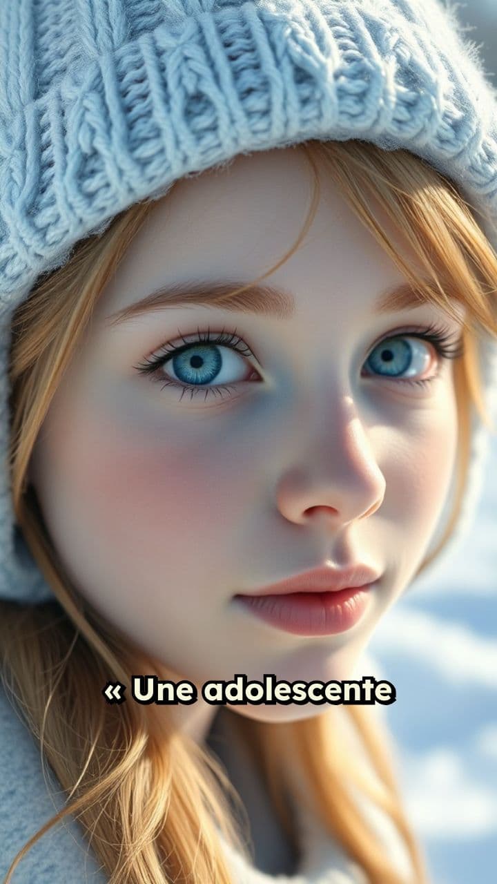 Adolescente émergée de la neige