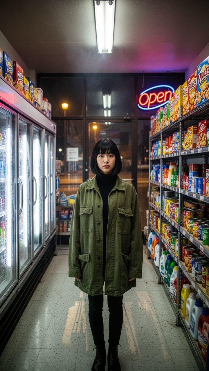 Neon Night Convenience Store Checkout