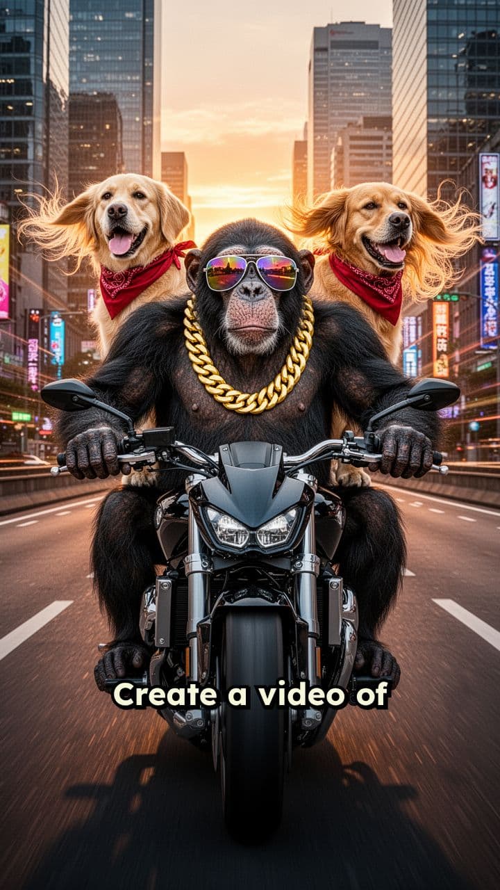 Monkey Biker with Dog Ride