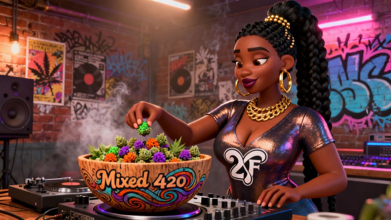 DJ with Cannabis Salad Bowl