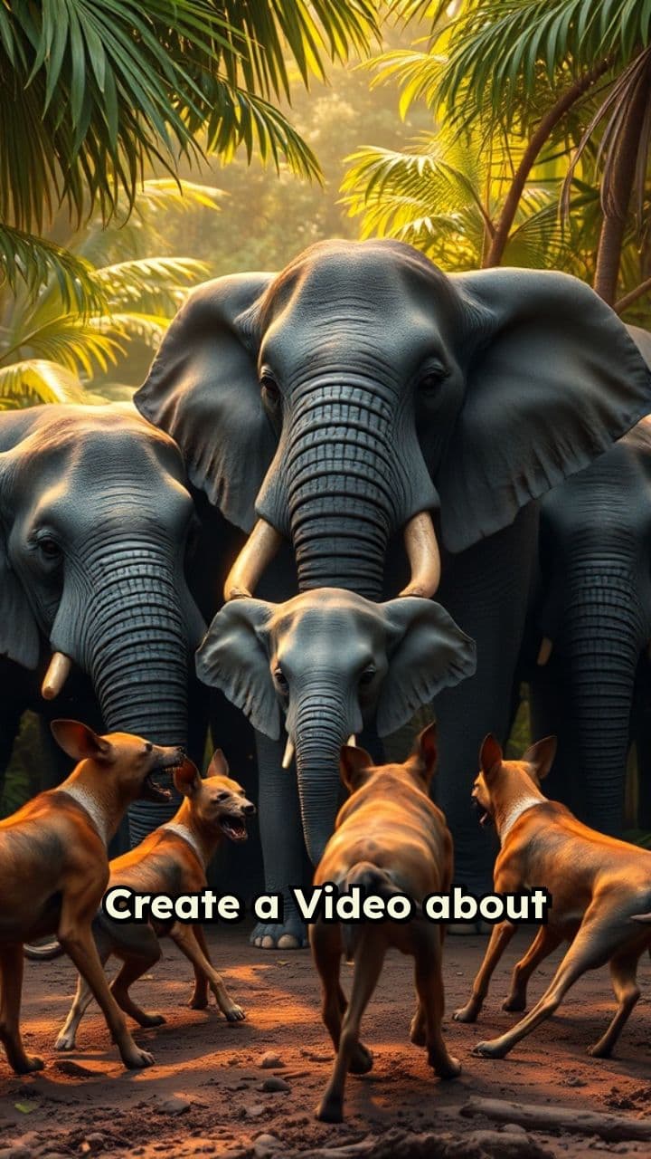 Elephants Rescue Calf from Jungle Dogs