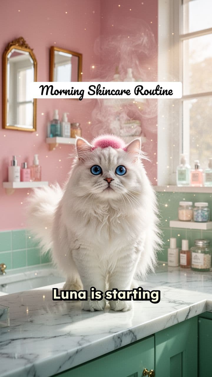 Aesthetic Cat Skincare Routine