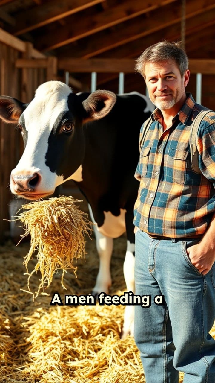 Cow Ignoring Man's Feeding Efforts