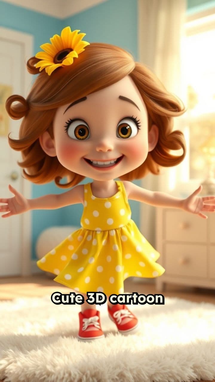 Happy Pixar-Style Girl Dance