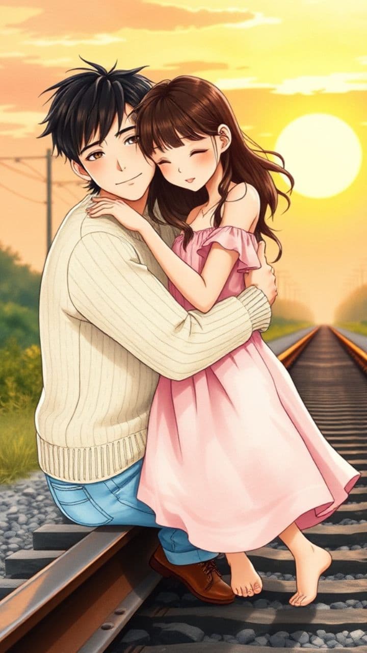 Sunset Embrace by the Tracks