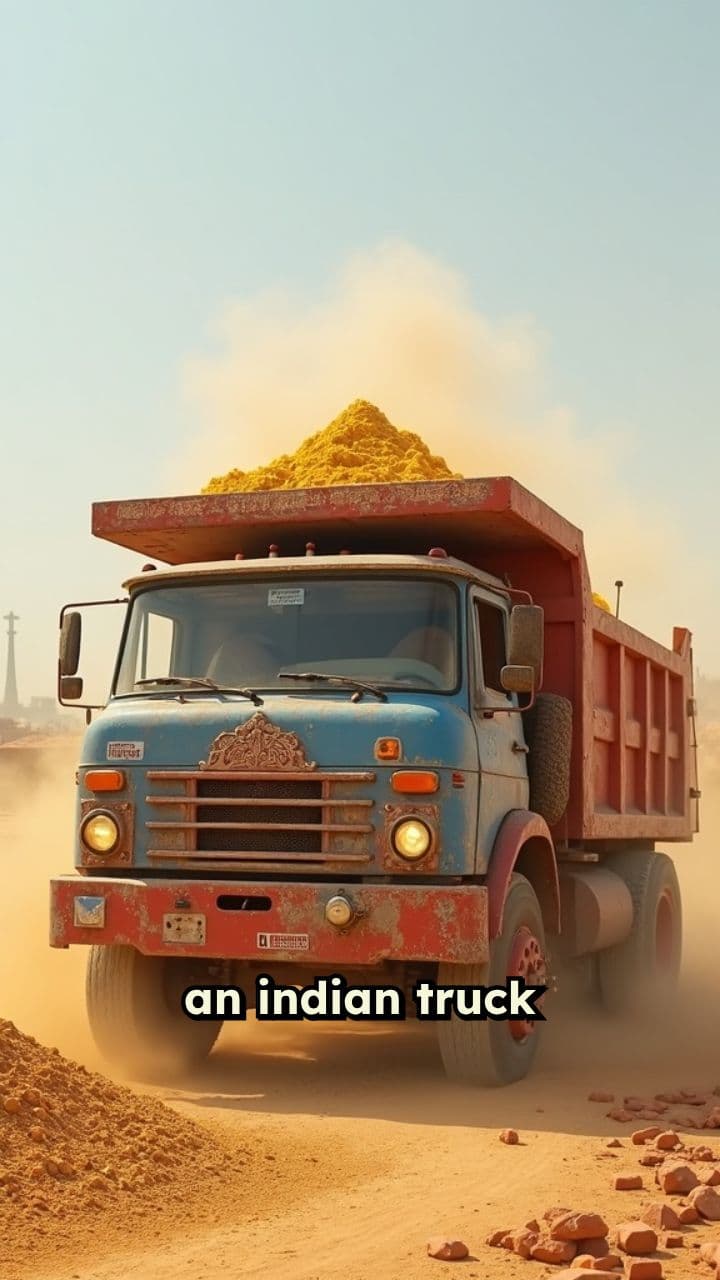 Truck Unloading Sand at Construction Site