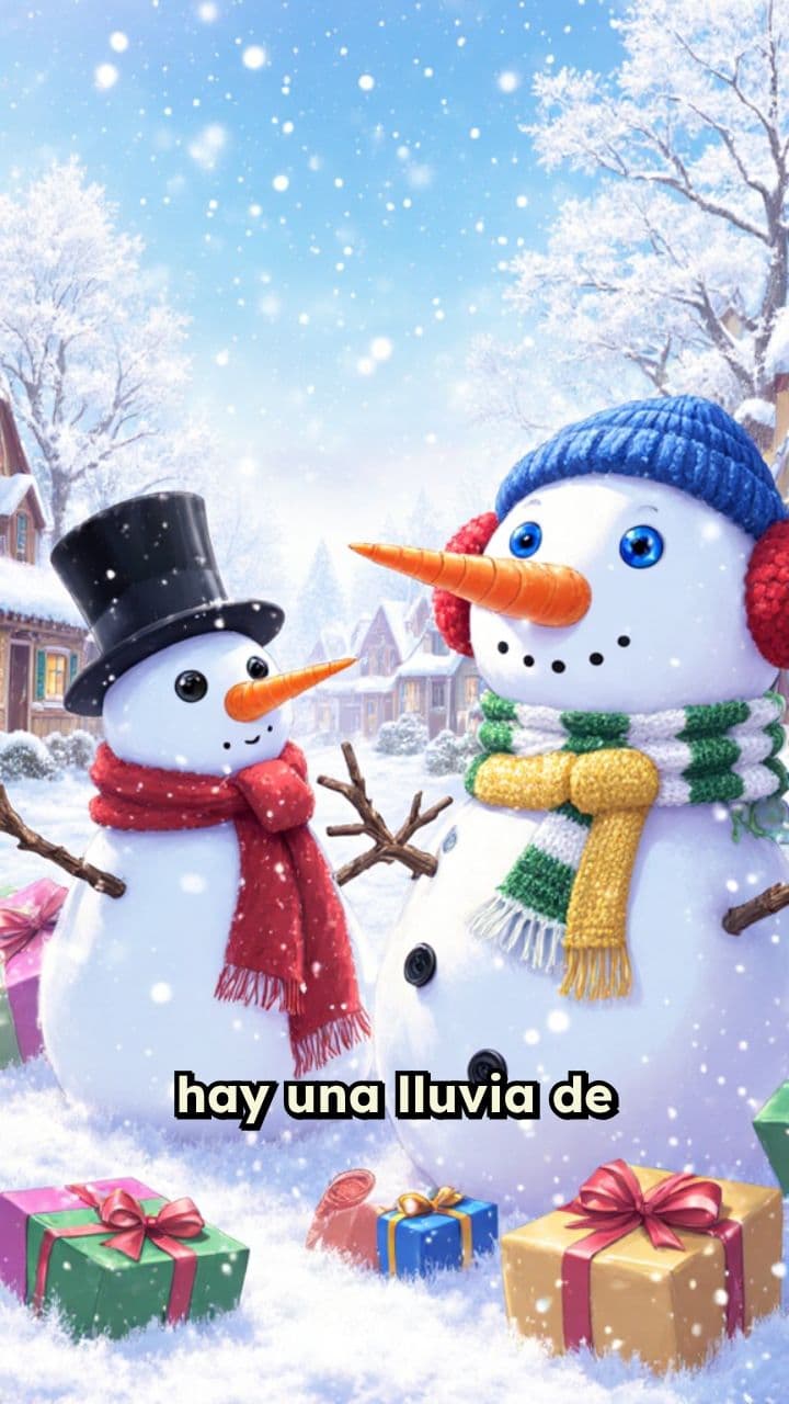 Regalos sobre muñecos de nieve