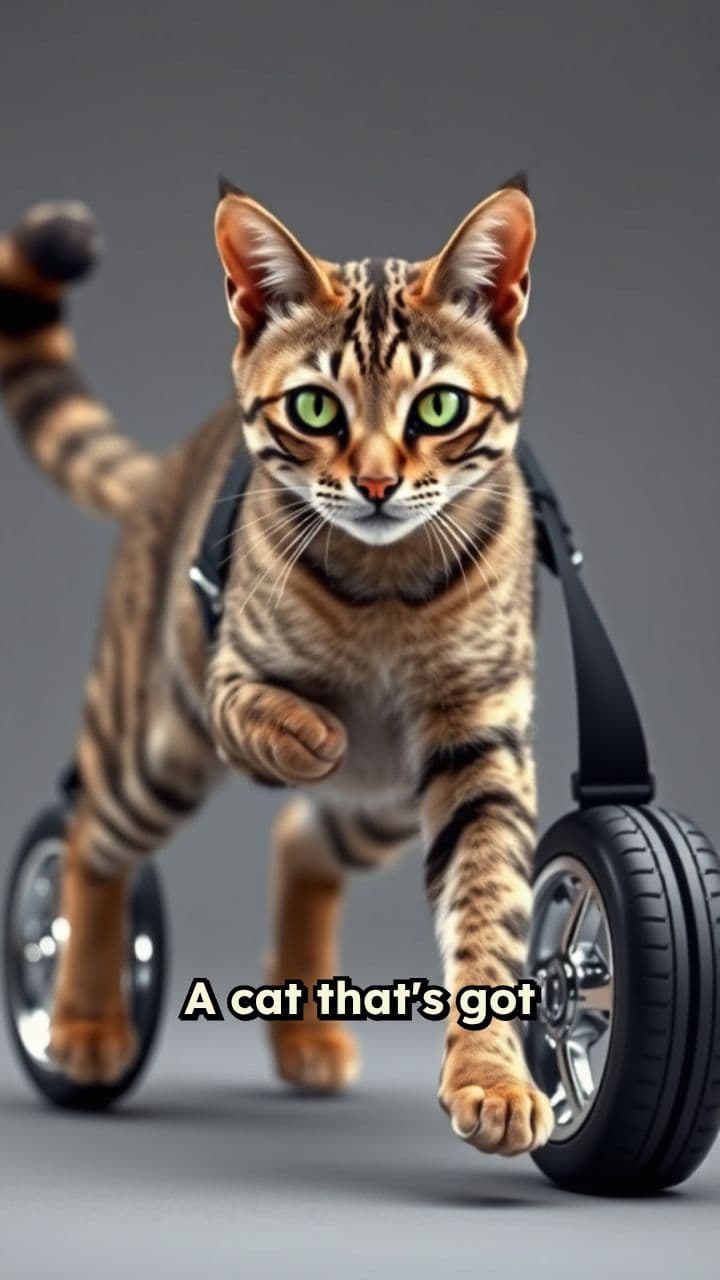 Wheeled Cat with a Seatbelt Tail