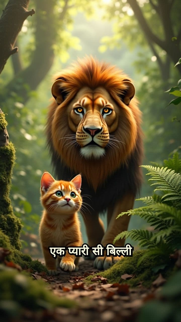 बिल्ली और शेर की दोस्ती
