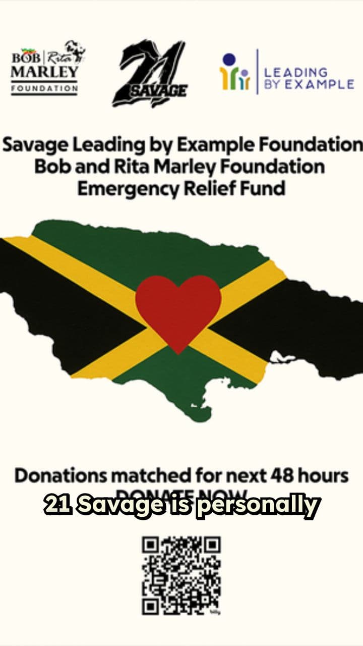 21 Savage Matches Donations for Jamaica Relief