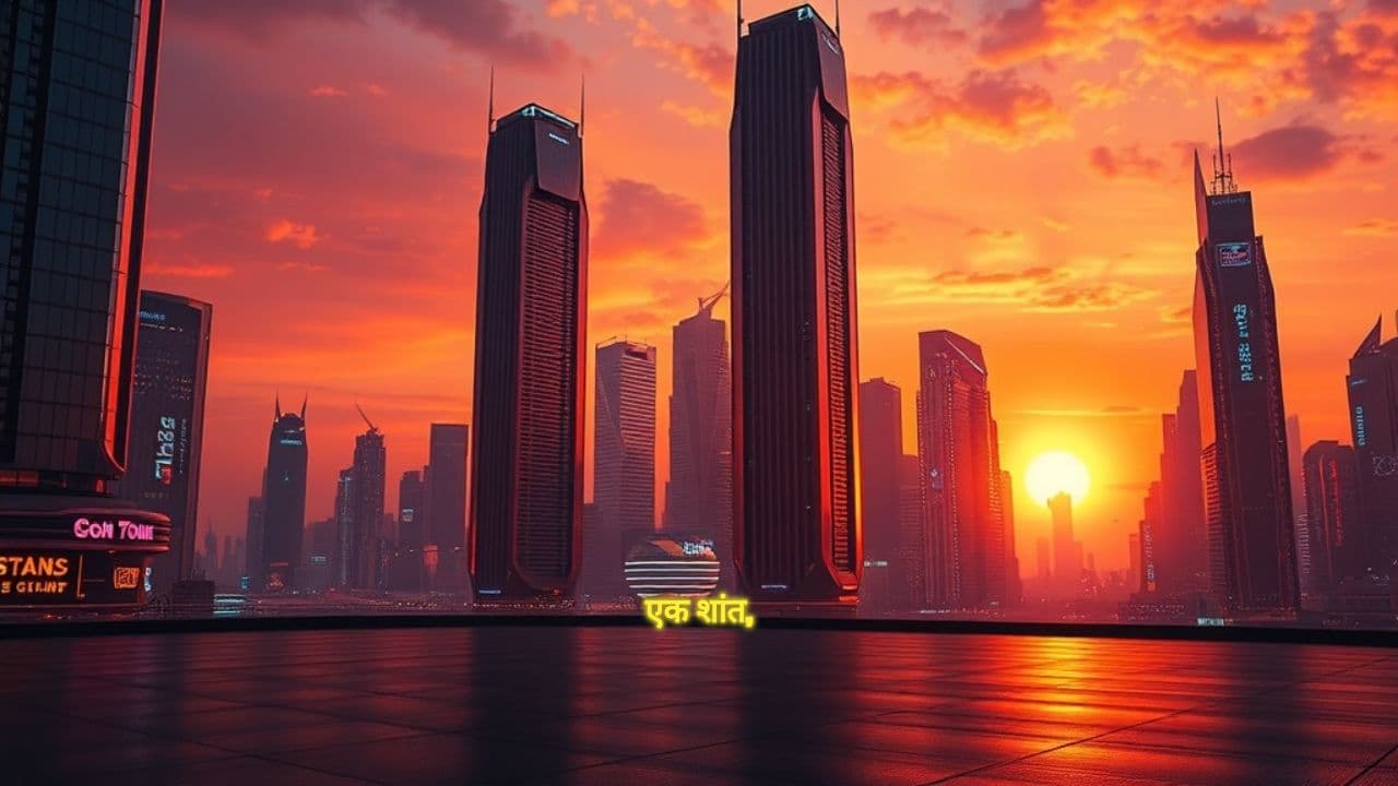 सूर्यास्त में मंदिर का दीया