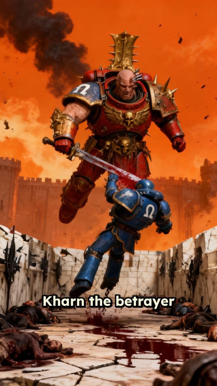 Kharn Slays Three Ultramarines at Terra