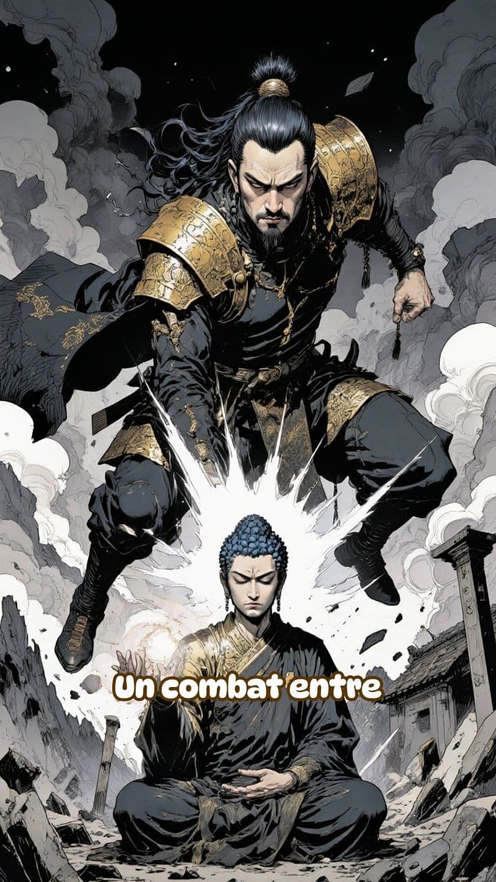 Combat entre empereur chinois et Bouddha