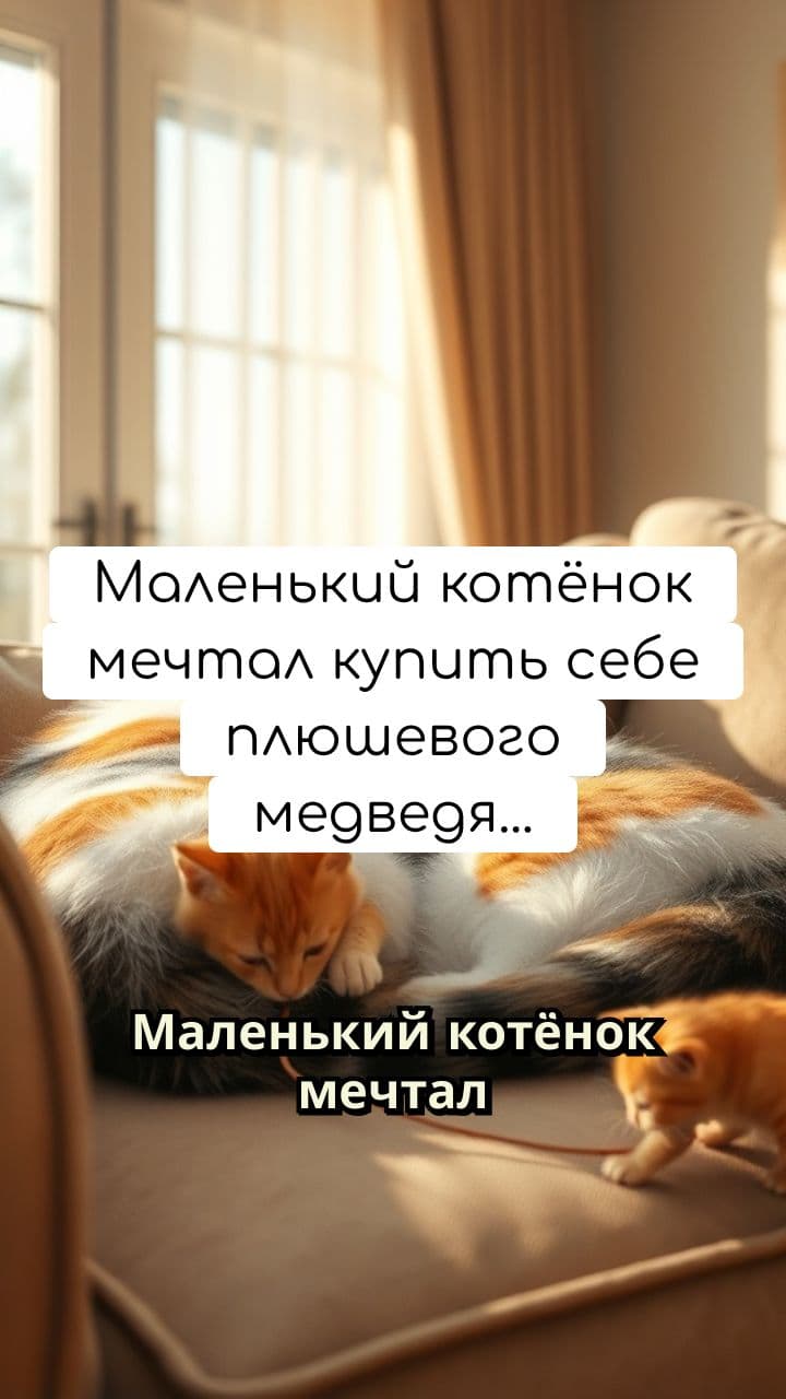 Котёнок и плюшевый медведь