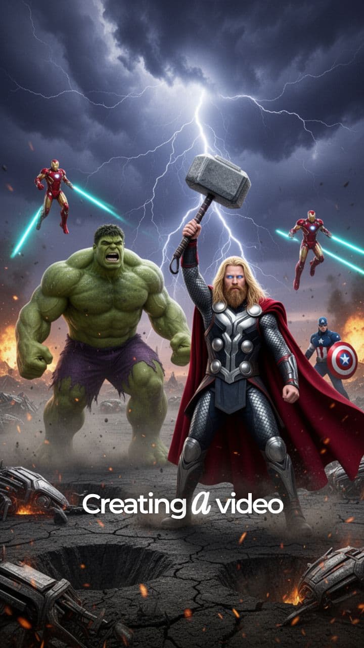 Hulk and Thor Battle with Avengers