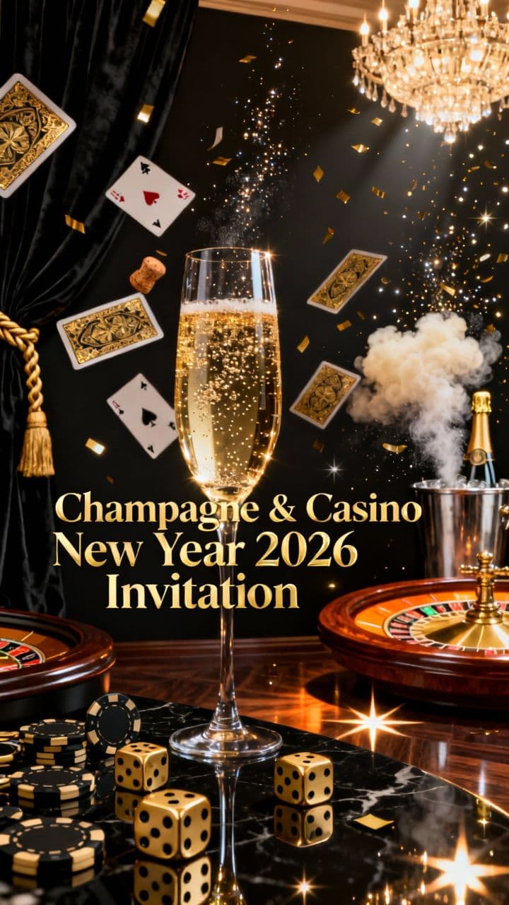 Champagne & Casino New Year 2026 Invitation