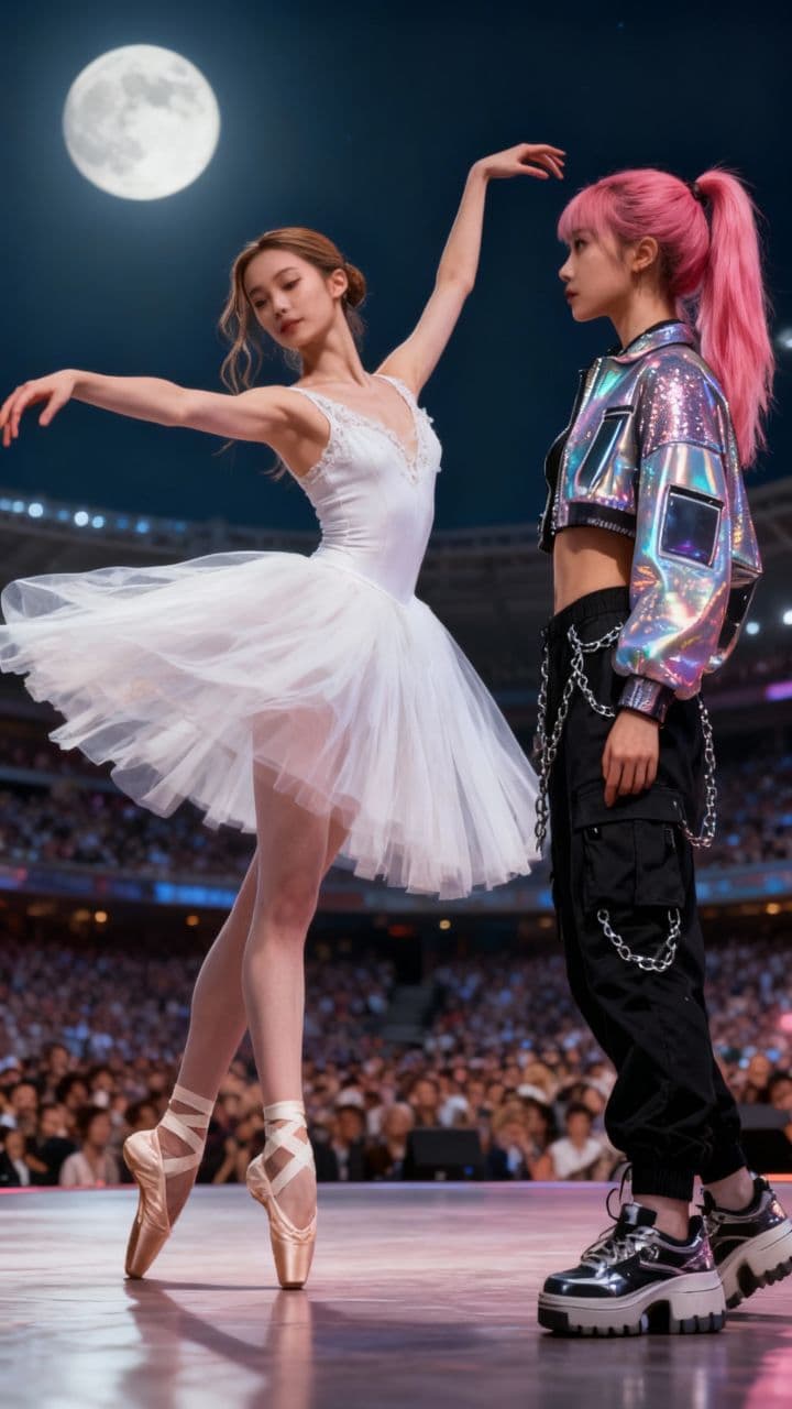 Moonlit Ballet in a Crowded Space