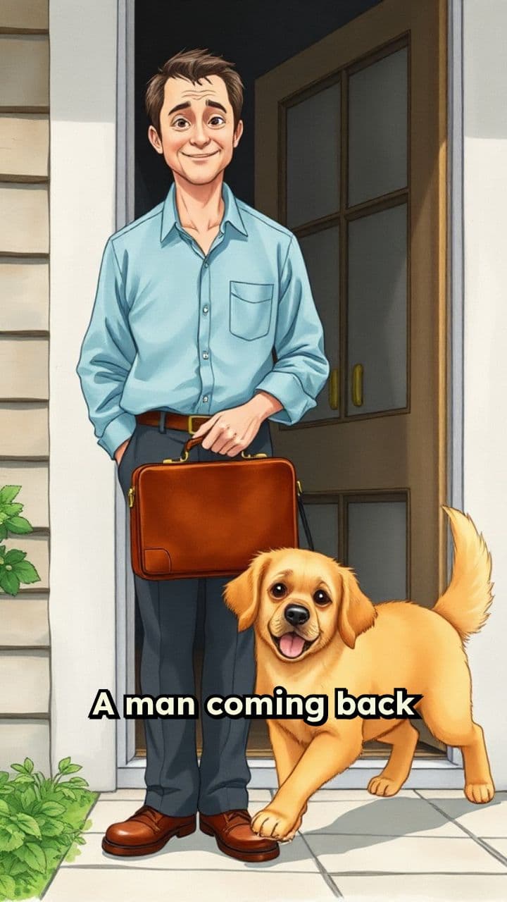 Dog Helps Man with Bag