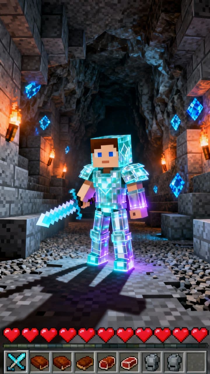 Minecraft Meme: Full Diamond, Still Scared