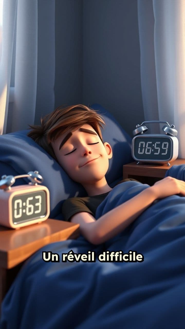 Réveil difficile d'un étudiant