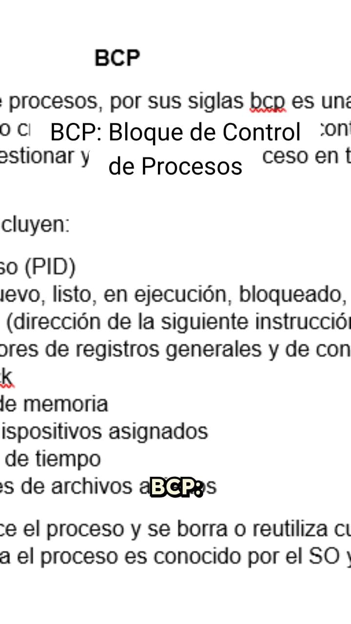 El Bloque de Control de Procesos (BCP)