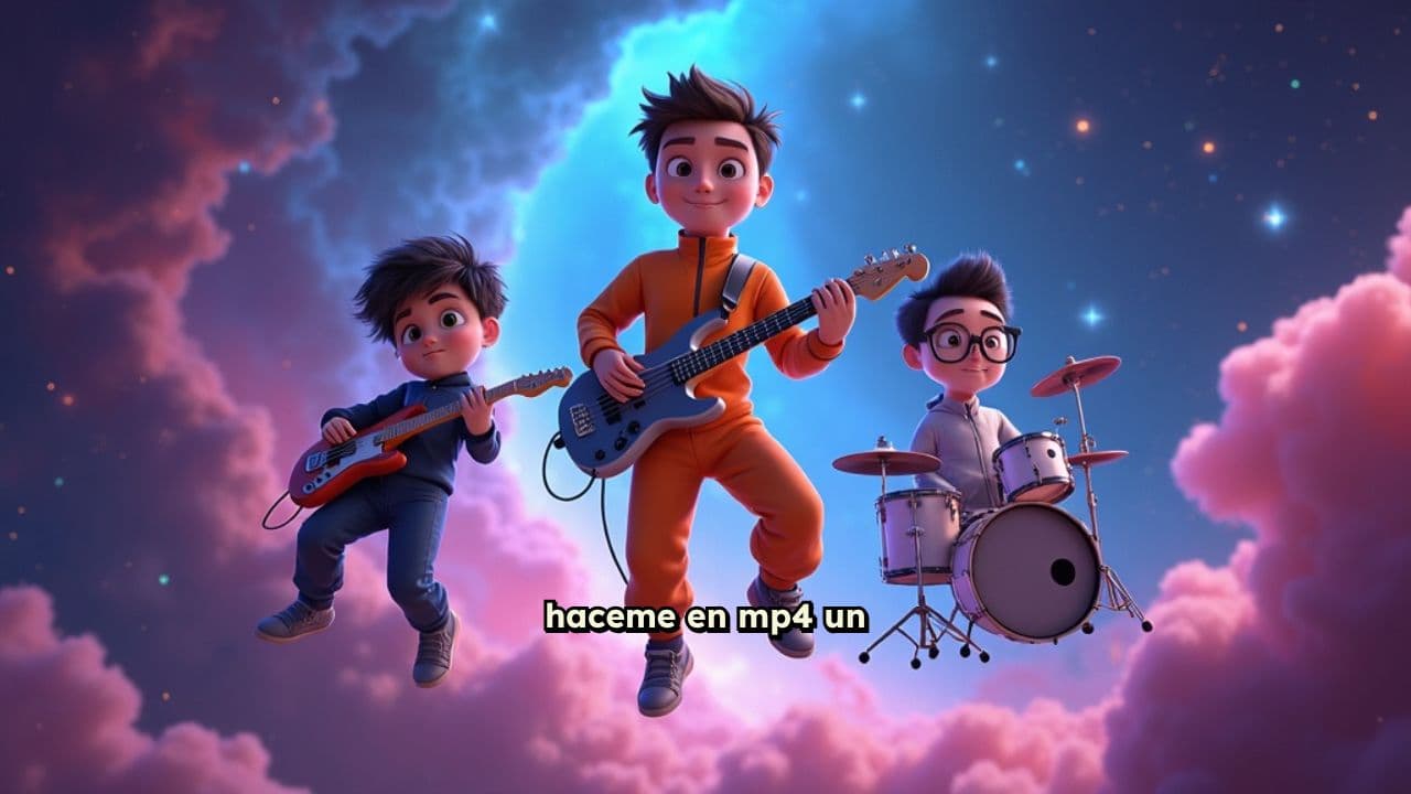 Músicos volando por el espacio