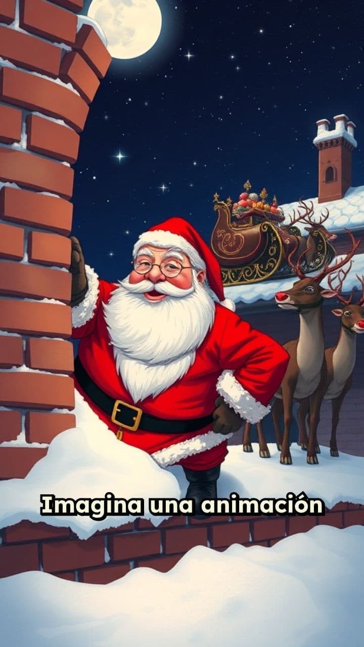 La llegada de Santa Claus a la chimenea