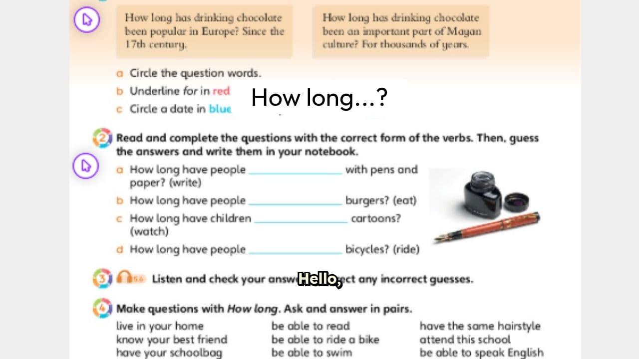 Present Perfect Questions with How Long for 3rd Graders