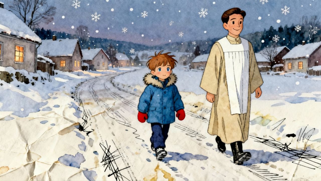 Winter's Warmth in a Snowy Village