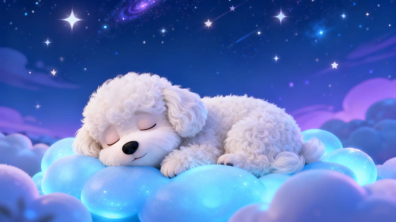 Mały piesek na chmurkach