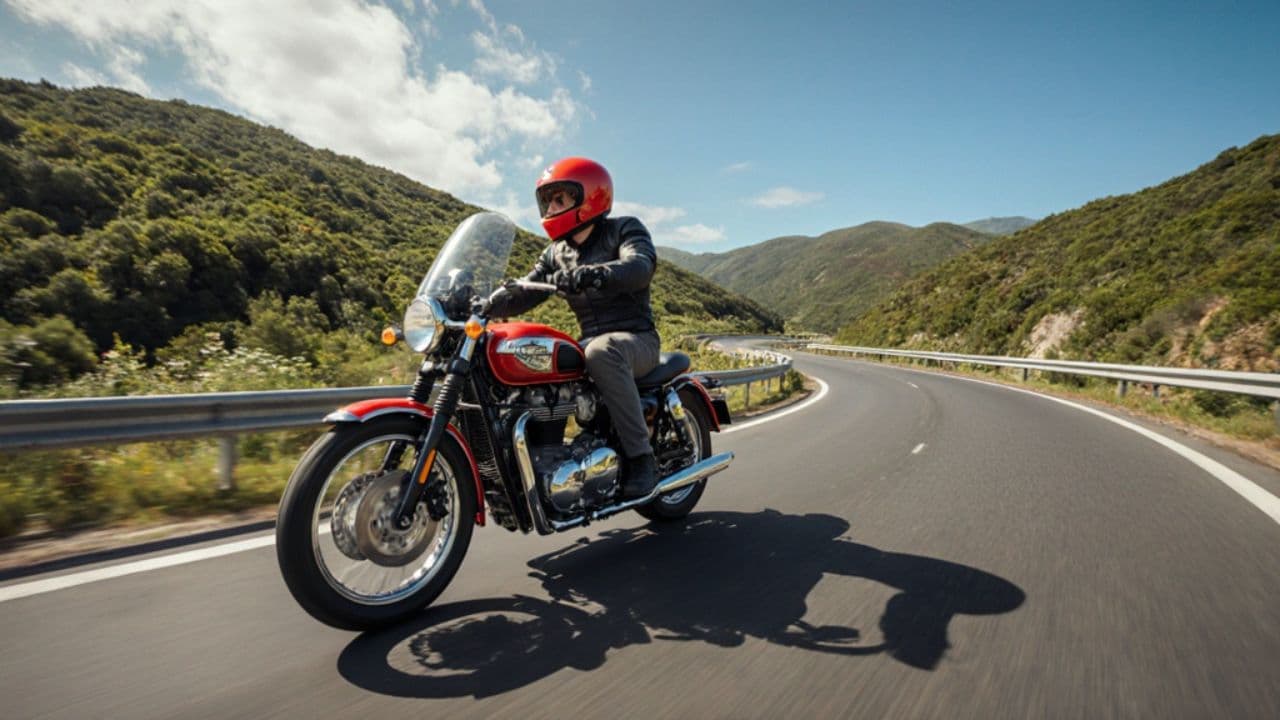 Red Triumph by the Ocean Road