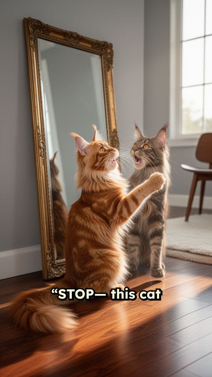 Cat Discovers Mirrors and Panics