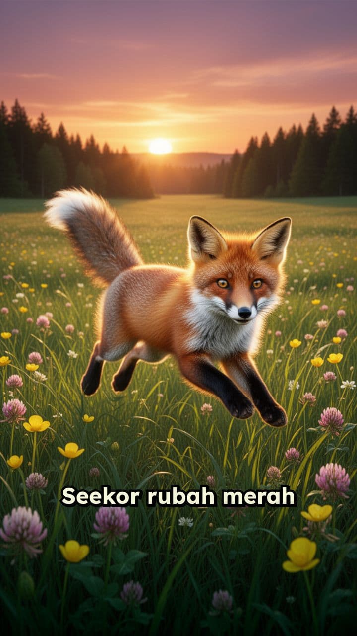 Rubah Merah Ceria Saat Senja