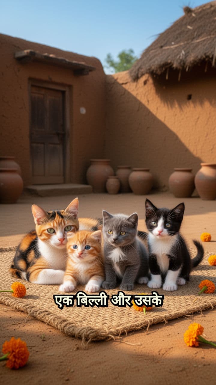एक बिल्ली और उसके नन्हे बिलोटे