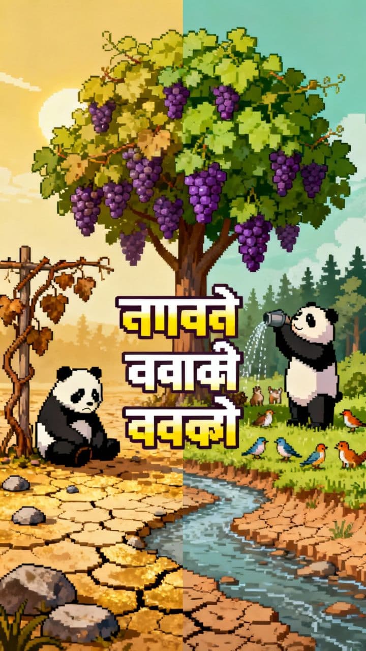 पांडा और अंगूर का पेड़