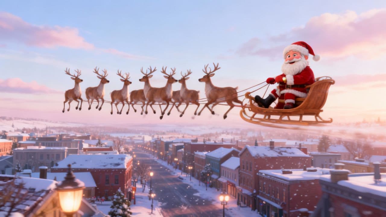 Santa's Snowy Town Flyover