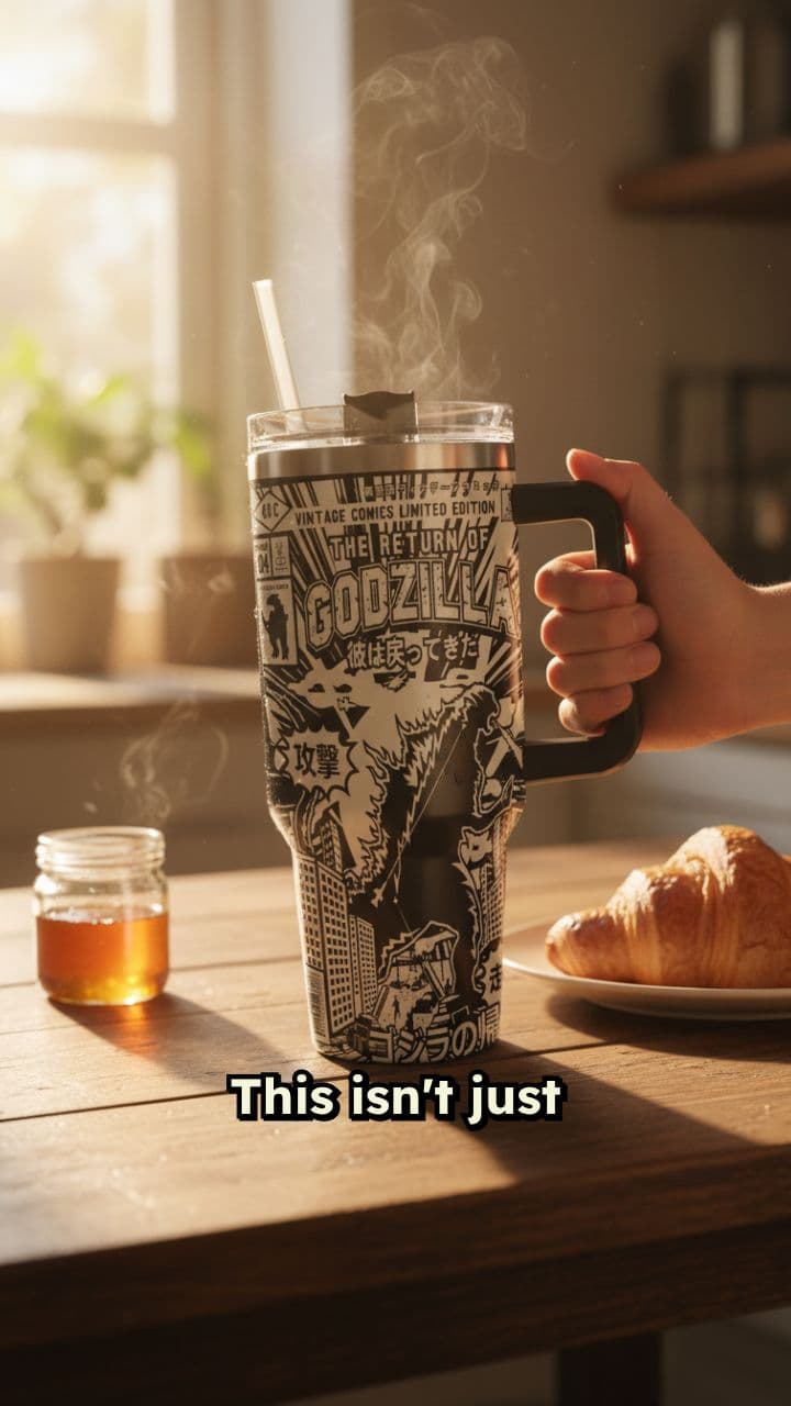 Vintage Godzilla Comic Travel Mug